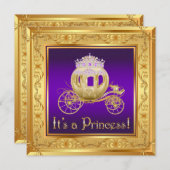 Fancy Purple Gold Princess Baby Shower Invitations (Devant / Derrière)