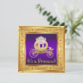 Fancy Purple Gold Princess Baby Shower Invitations (Debout devant)