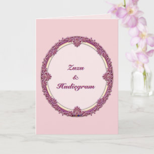 Fancy Rand Paars/Roze En Crème Personaliseer Kaart