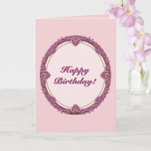 Fancy Rand Paars/Roze En Crème Personaliseer Kaart