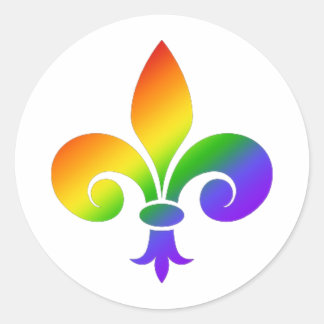 Fancy regenboog Fleur de Lis Ronde Sticker