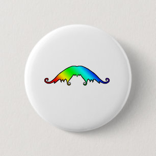 Fancy regenboog Mustache Ronde Button 5,7 Cm