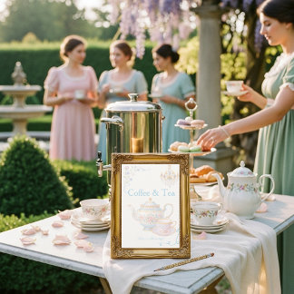 Fancy  Regency Coffee & Tea Love is Brewing Sign Kaart