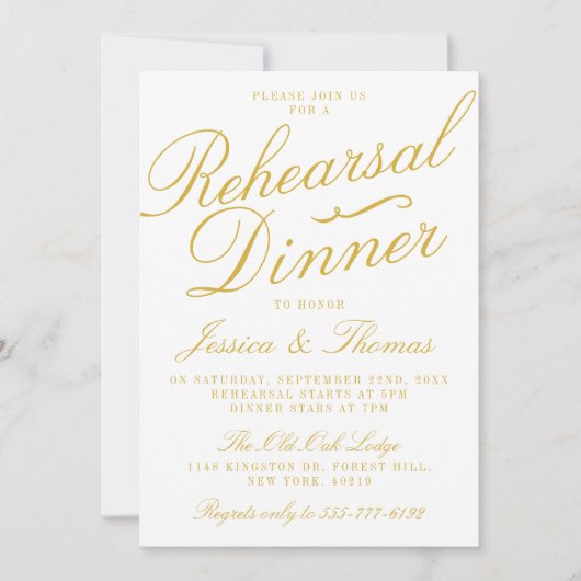 Fancy repetitie met witte en gouden bruiloft kaart (Voorkant)