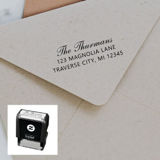 Fancy retouradres familie zelfinktende stempel