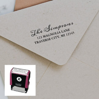 Fancy retouradres familie zelfinktende stempel