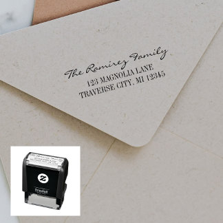 Fancy retouradres familie zelfinktende stempel