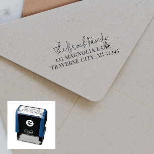 Fancy retouradres familie  zelfinktende stempel