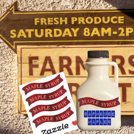 Fancy rode banner esdoorn siroop potje labels voor