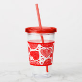 Fancy rode harten en Stippen Acryl Drinkbeker (Links)