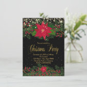 Fancy rode poinsettia kerstfeest kaart (Staand voorkant)