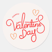 Fancy rode roze ronde Valentijnsdag sticker