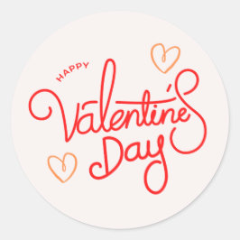 Fancy rode roze ronde Valentijnsdag sticker