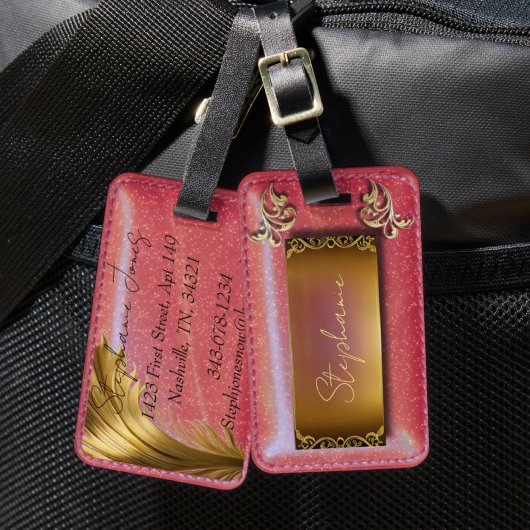 Fancy rode Waterverf lederen look rugzak Bagagelabel