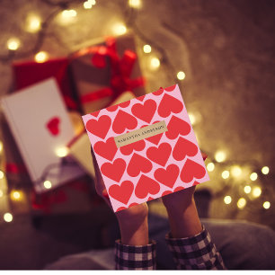 Fancy Romantisch rood en roze hartenpatroon met na