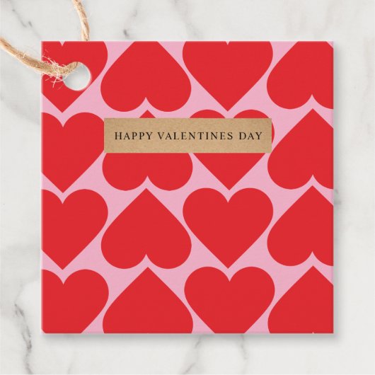 Fancy Romantisch rood en roze hartenpatroon met na Bedankjes Labels (Voorkant)