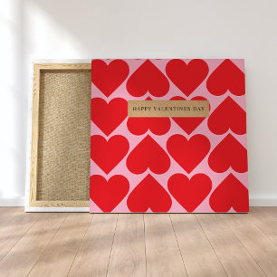 Fancy Romantisch rood en roze hartenpatroon met na Canvas Afdruk