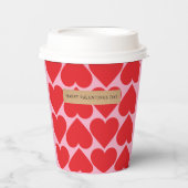 Fancy Romantisch rood en roze hartenpatroon met na Papieren Bekers (Voorkant)