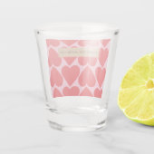 Fancy Romantisch rood en roze hartenpatroon met na Shot Glas (Achterkant)