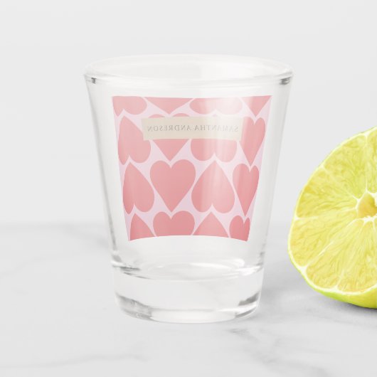 Fancy Romantisch rood en roze hartenpatroon met na Shot Glas (Achterkant)