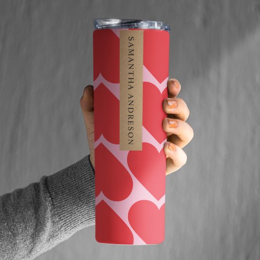 Fancy Romantisch rood en roze hartenpatroon met na Thermosbeker