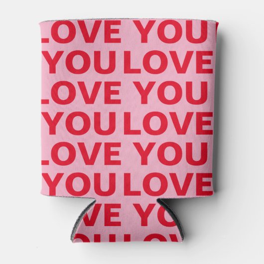 Fancy Romantisch Rood & Roze Liefde U Patroon Blikjeskoeler (Voorkant)