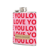 Fancy Romantisch Rood & Roze Liefde U Patroon Heupfles (Links)