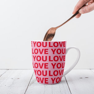 Fancy Romantisch Rood & Roze Liefde U Patroon Latte Mok