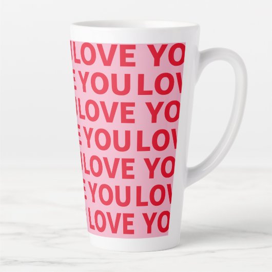 Fancy Romantisch Rood & Roze Liefde U Patroon Latte Mok (Rechts)