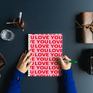 Fancy Romantisch Rood & Roze Liefde U Patroon Notitieboek