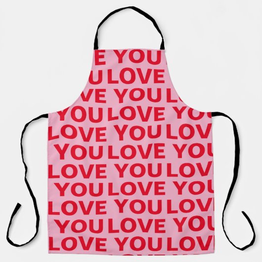 Fancy Romantisch Rood & Roze Liefde U Patroon Schort (Voorkant)