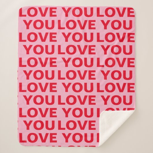 Fancy Romantisch Rood & Roze Liefde U Patroon Sherpa Deken (Voorkant)
