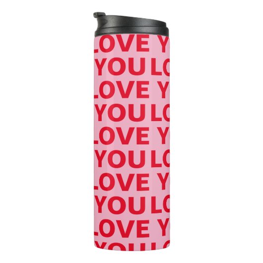 Fancy Romantisch Rood & Roze Liefde U Patroon Thermosbeker (Geroteerd rechts)