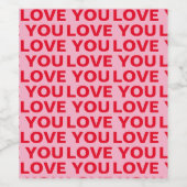 Fancy Romantisch Rood & Roze Liefde U Patroon Wijn Etiket (Enkel label)