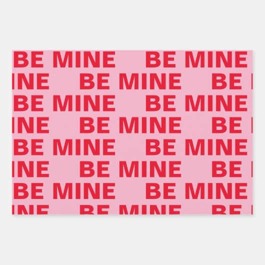 Fancy Rood en Roze BE MIne Valentijns Inpakpapier Vel (Voorkant)