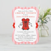 Fancy rood- en witcorset Lingerie Shower Kaart (Staand voorkant)