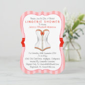 Fancy rood- en witcorset Lingerie Shower Kaart (Staand voorkant)
