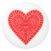 Fancy rood hart grafisch ontwerp keramische knop (Voorkant)