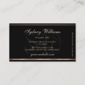 Fancy Roos Gold Sparkle Glitter Zwart en Monogram Visitekaartje (Achterkant)