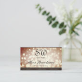 Fancy Roos Gold Sparkle Glitter Zwart en Monogram Visitekaartje (Staand voorkant)