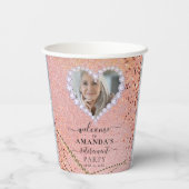 Fancy Roos Gold Sparkly Custom Photo Retirement Papieren Bekers (Achterkant)