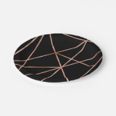 Fancy Roos Goud en Zwart Geometrisch Patroon Papieren Bordje (Gekanteld)