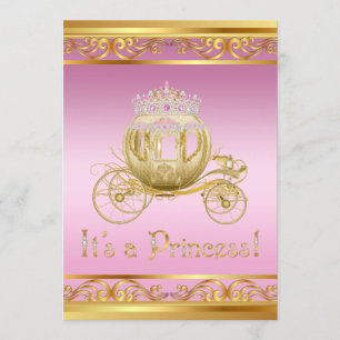 Fancy Rose Gold Princess Baby Shower Invitations