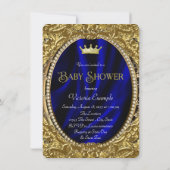 Fancy Royal Blue & Gold Prince Baby shower Kaart (Achterkant)