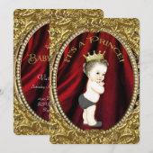 Fancy Royal Red en Gold Prince Baby shower Kaart (Voorkant / Achterkant)
