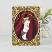 Fancy Royal Red en Gold Prince Baby shower Kaart (Staand voorkant)