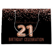 Fancy roze 21ste verjaardag Grote Gift Bag Groot Cadeauzakje (Voorkant)