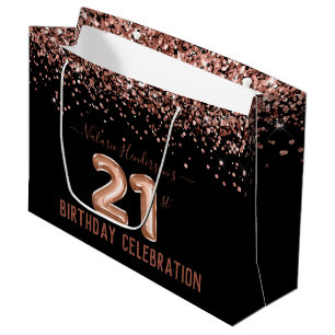 Fancy roze 21ste verjaardag Grote Gift Bag Groot Cadeauzakje