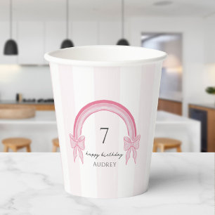 Fancy Roze Bow Rainbow Coquette Verjaardag Papieren Bekers