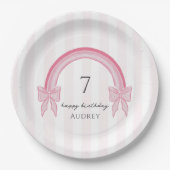 Fancy Roze Bow Rainbow Coquette Verjaardag Papieren Bordje (Voorkant)